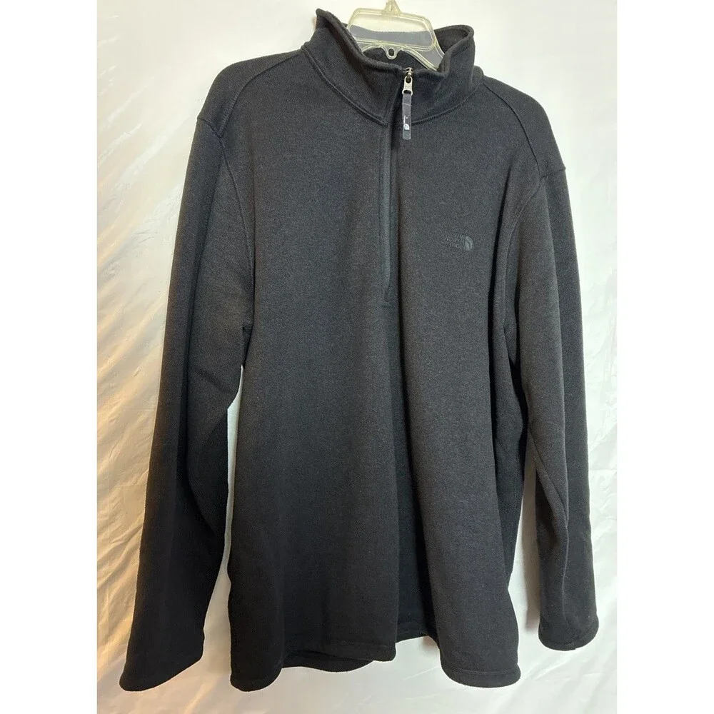 North Face Mens XL Top 1/4 Zip Fleece Pullover Mock Neck Black Gorpcore Casual